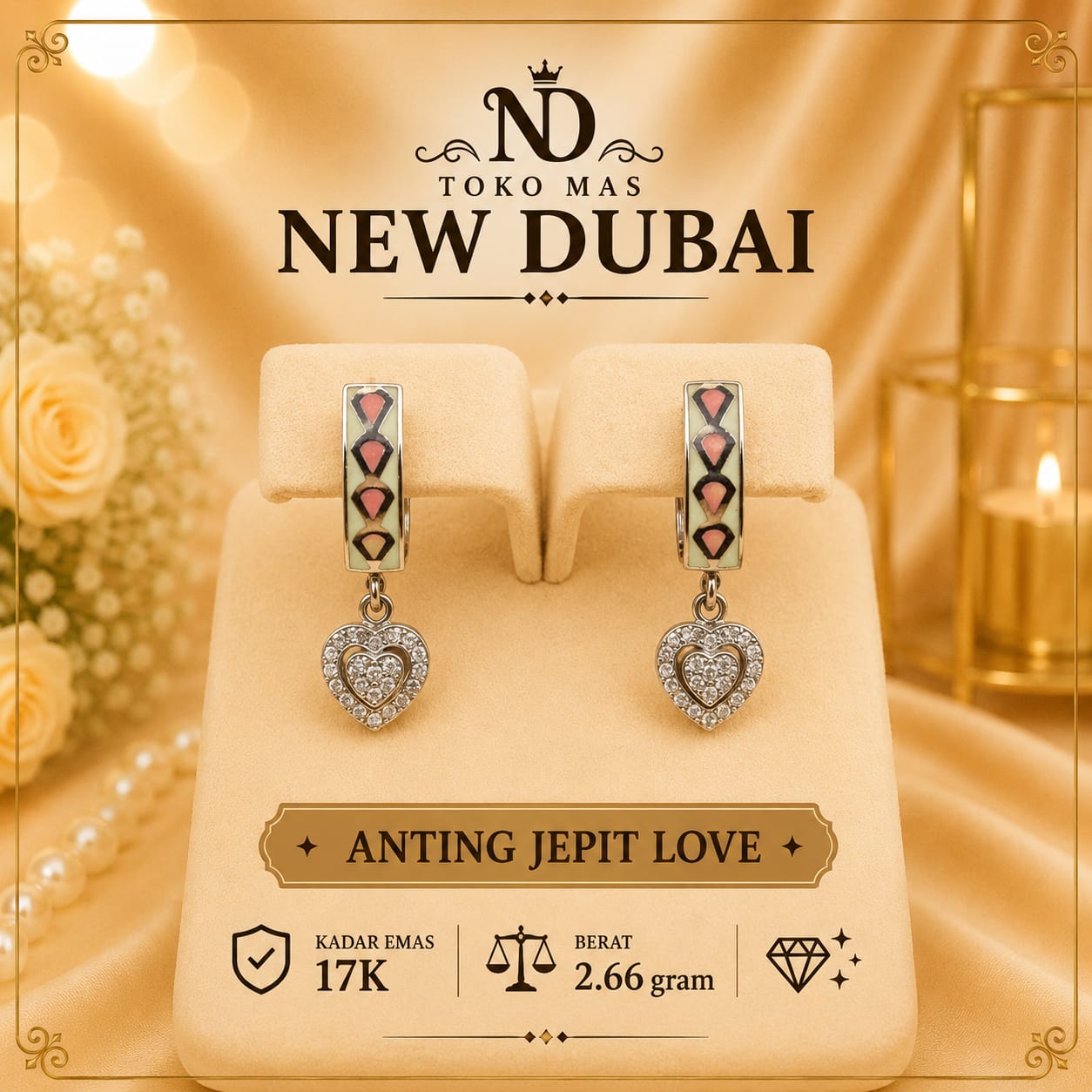 ANTING LOVE CAT PINK HIJAU