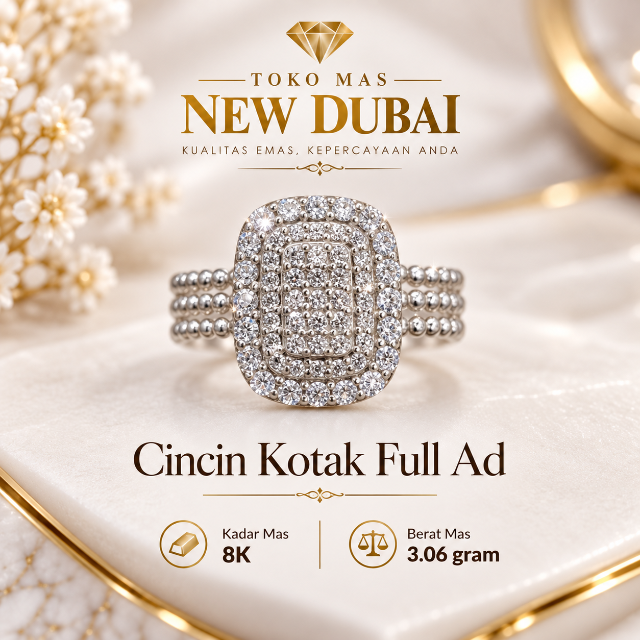 CINCIN 3 RING LADA KOTAK FULL MATA AD