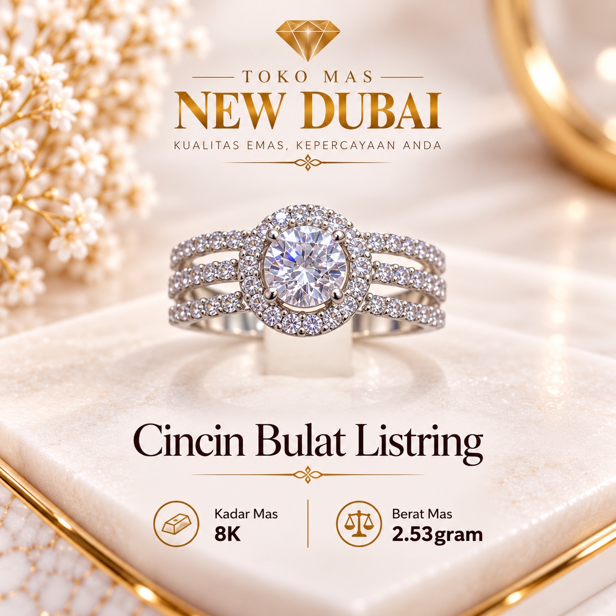 CINCIN BULAT 3 RING LISTRING MATA AD