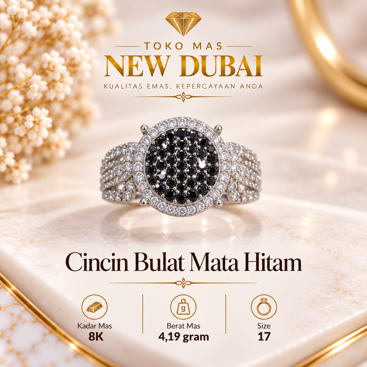 CINCIN MATA HITAM BULAT FULL MATA