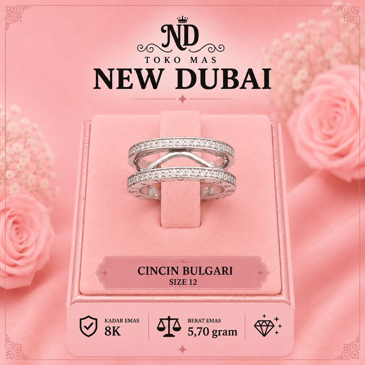 CINCIN BULGARI 2 BARIS LISTRING MATA AD