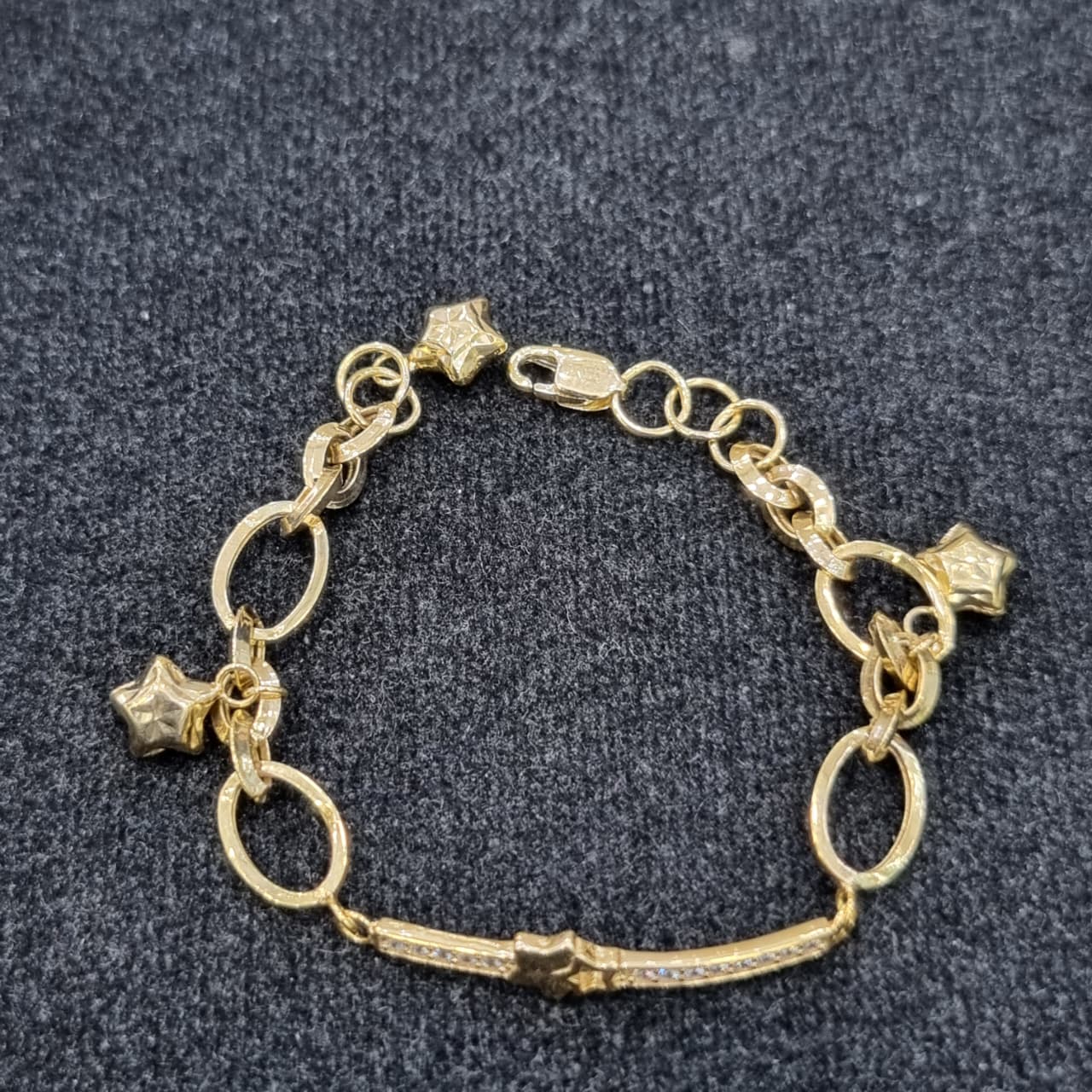 GELANG R PLAT BINTANG AD 3 BINTANG UKIR